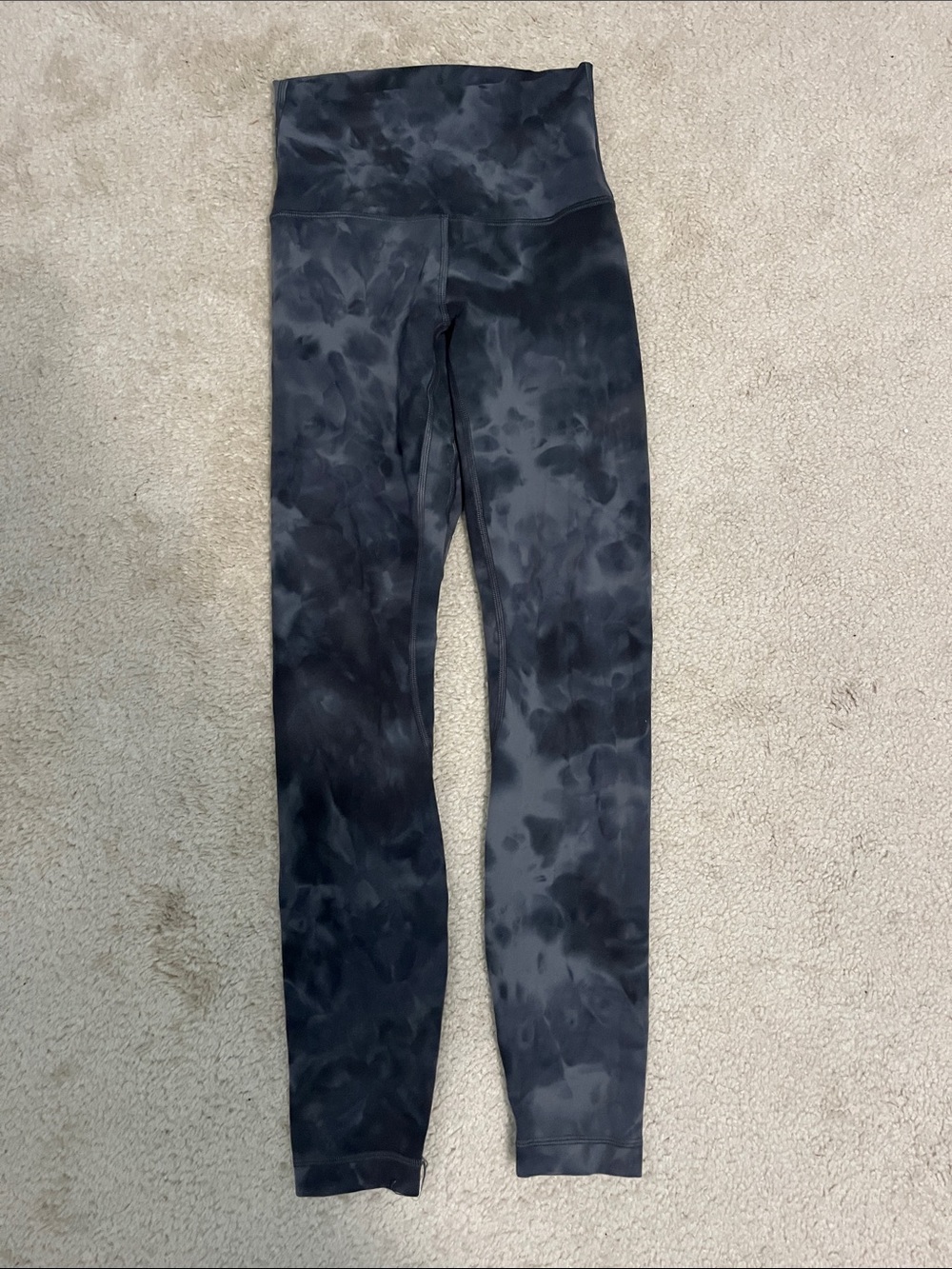 Lululemon Athletica Black & Charcoal Tie-Dye High-Rise Leggings